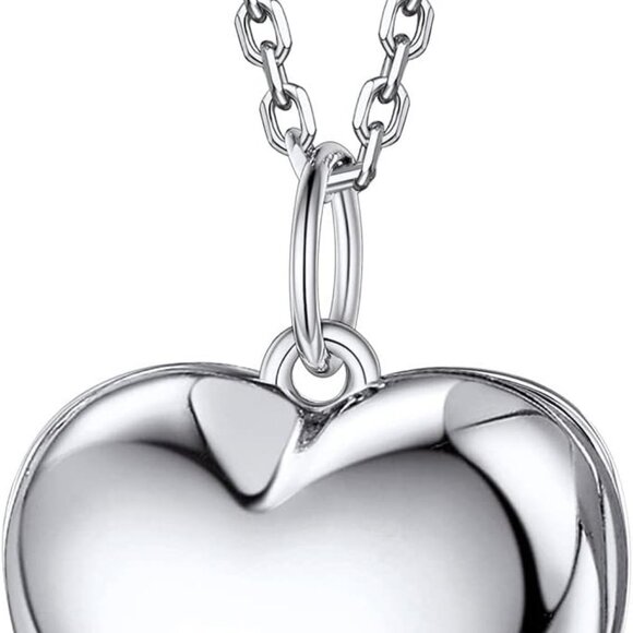 Sterling Silver Heart Locket Necklace Small Dainty Gift for Women - Picture 1 of 7